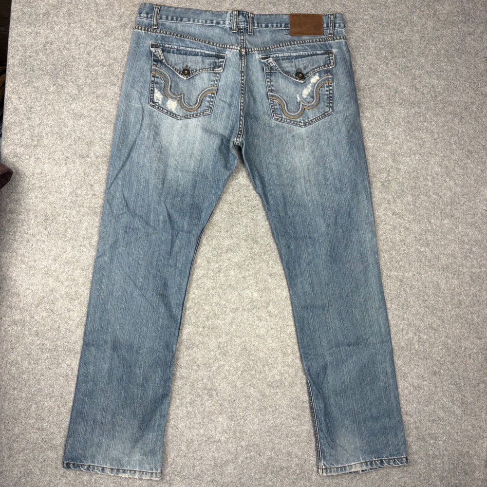 JNCO Jeans Co Los Angeles M 40 Distressed Blue Denim Straight Leg Skater Jeans